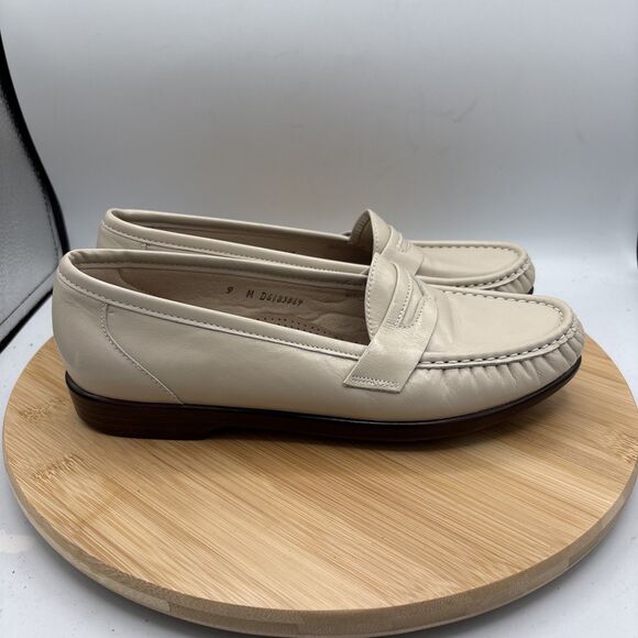 SAS TriPad Comfort Leather Penny Loafers Ivory Bone Slip On Shoes Women’s 9M - Picture 7 of 11